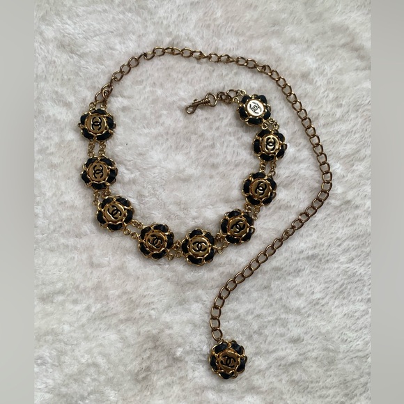 Chanel gold plated CC gold medallions with woven lamb leather chain belt - Picture 11 of 12